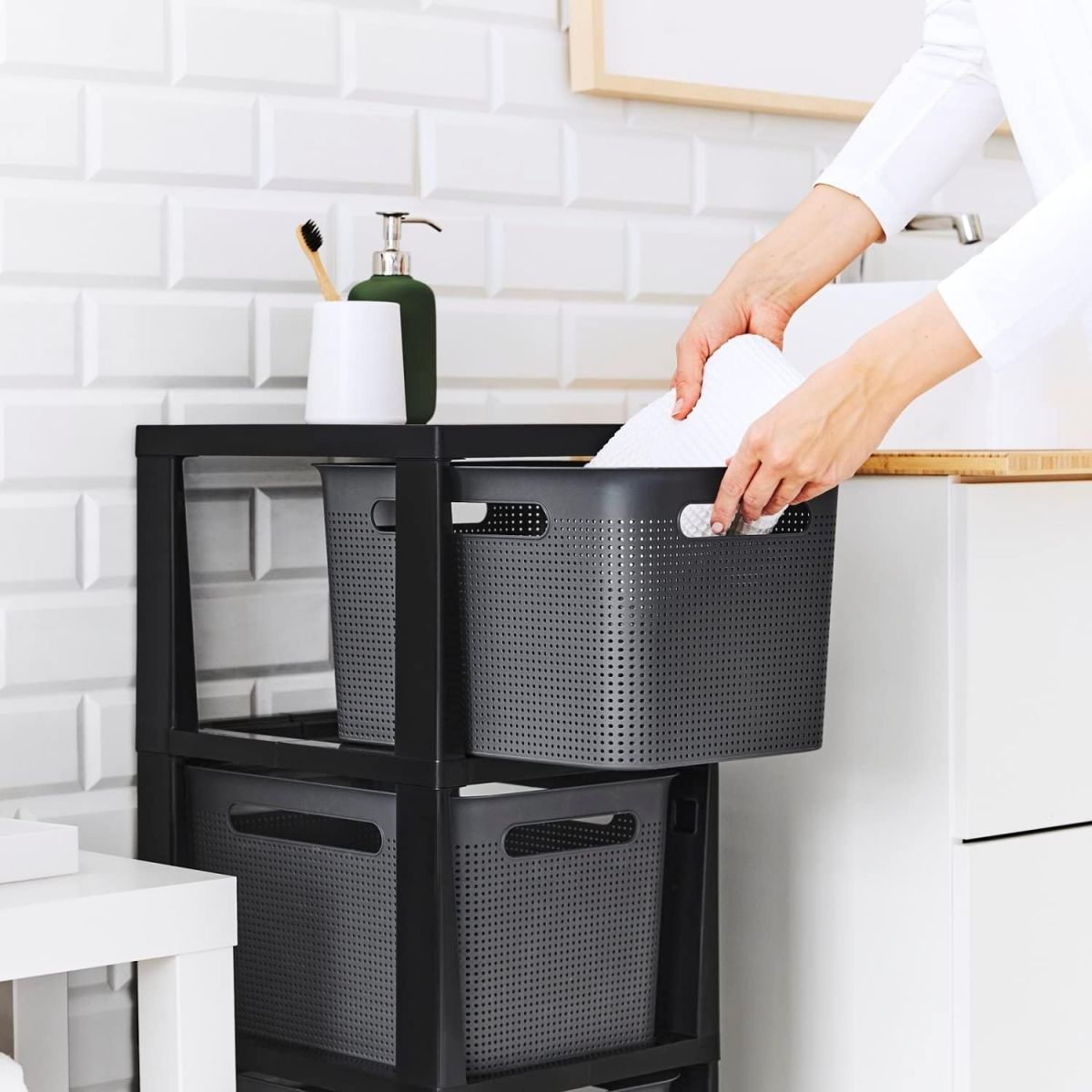 Rotho Brisen Rollcontainer mit 3 Schubladen Anthrazit