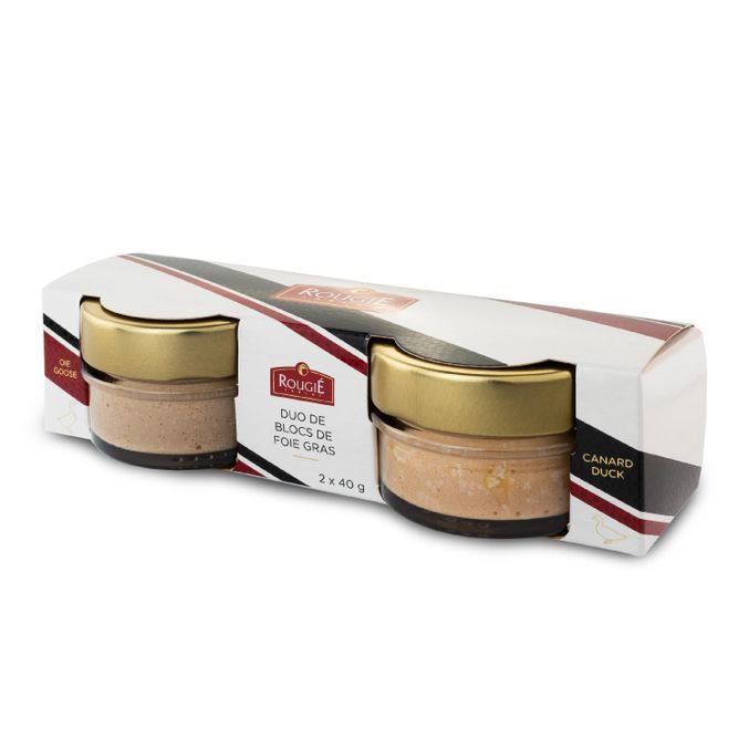 Duo de Bloc de Foie Gras d`Oie et de Canard 2x40g