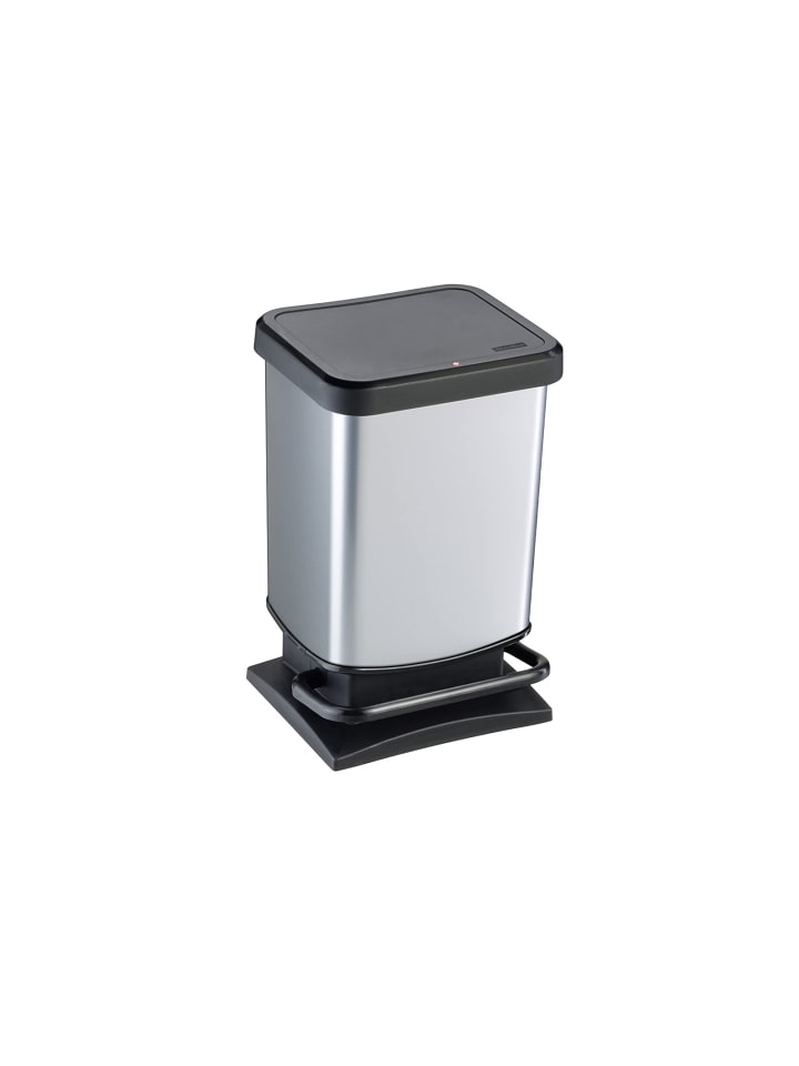 Rotho Paso Mülleimer 20l mit Deckel, Kunststoff (PP) in Silber metallic günstig kaufen onesize