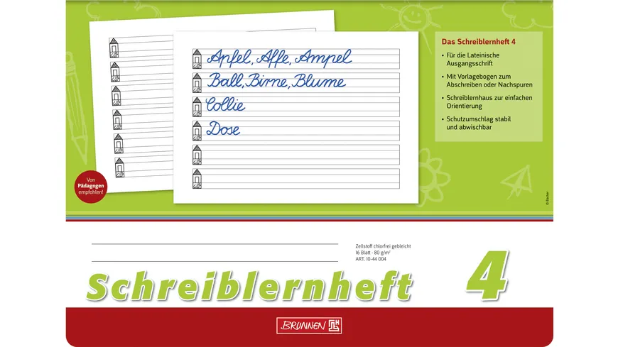 BRUNNEN Schreiblernheft A4 quer Lineatur 4