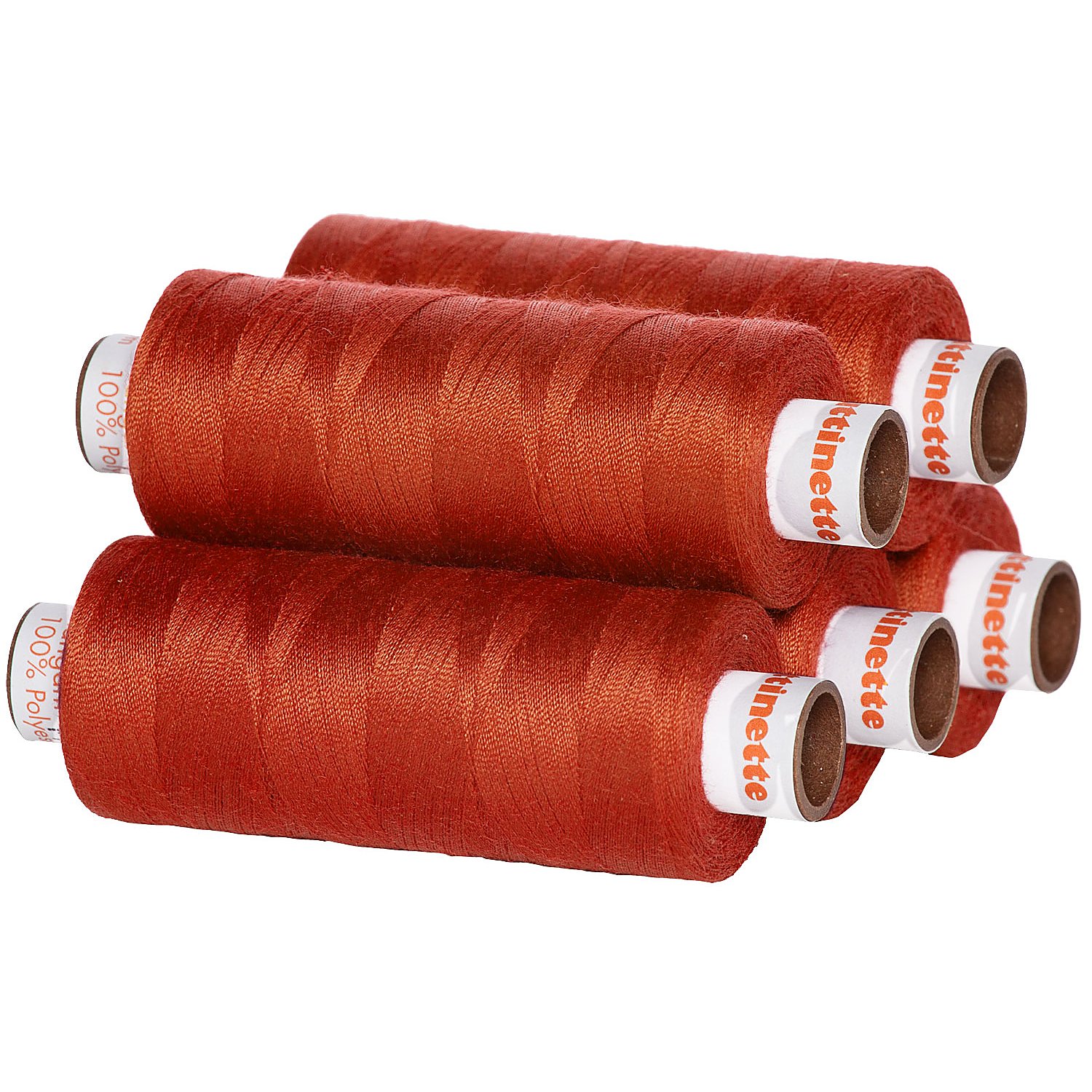 buttinette Universal-Nähgarn, Stärke: 100, 5er-Pack, terra