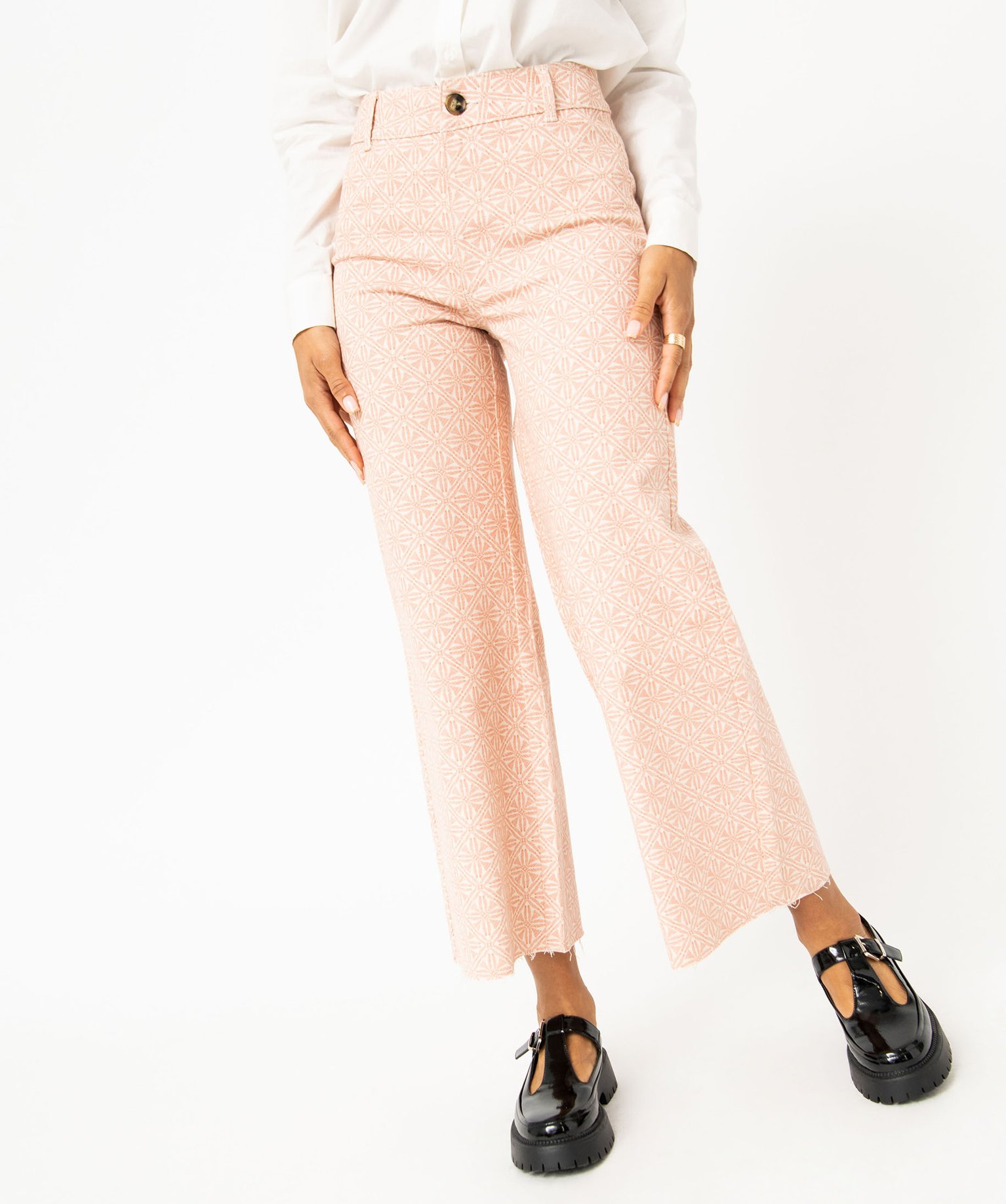 Jean wide leg taille haute imprimé femme imprime | GEMO