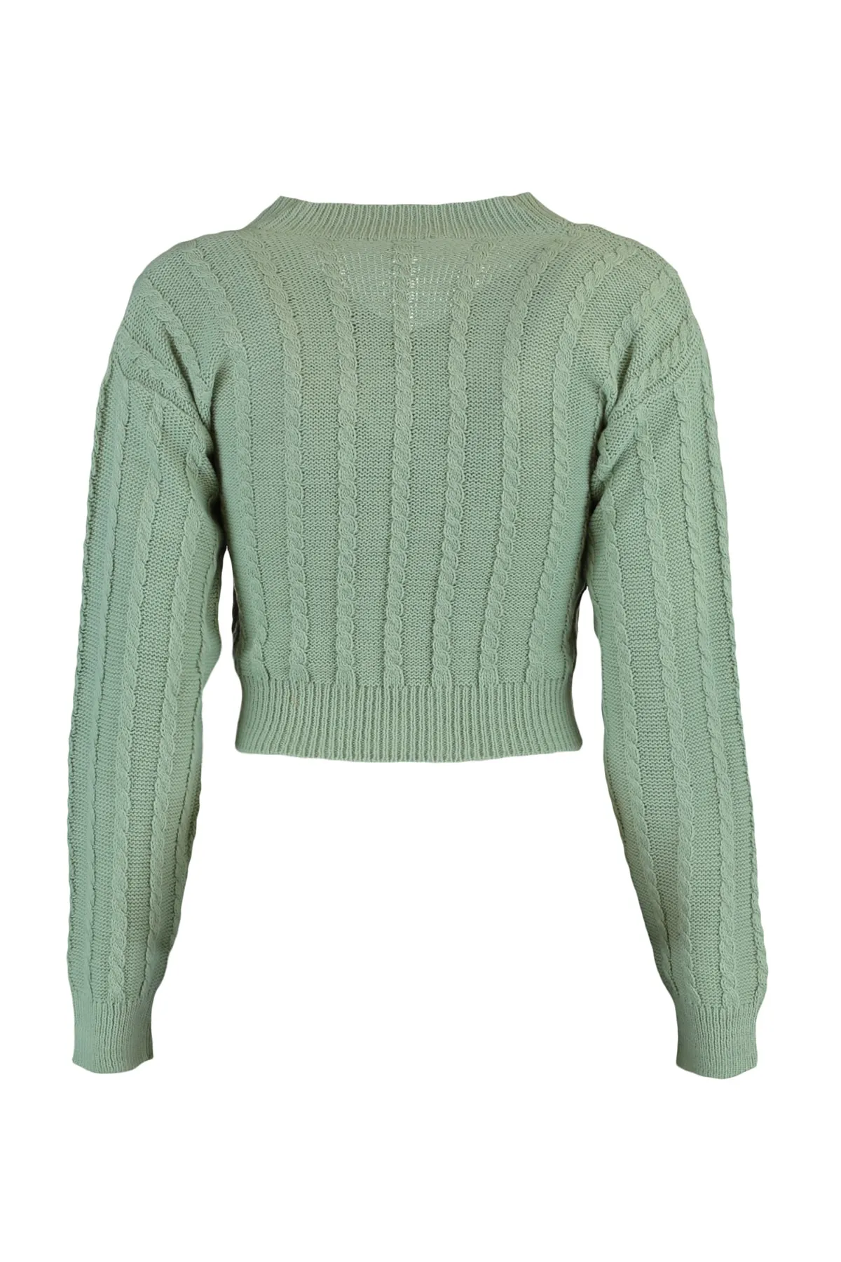 Trendyol Collection  Mintgrüner, kurzer Strickpullover mit Detail TWOAW23KZ00804