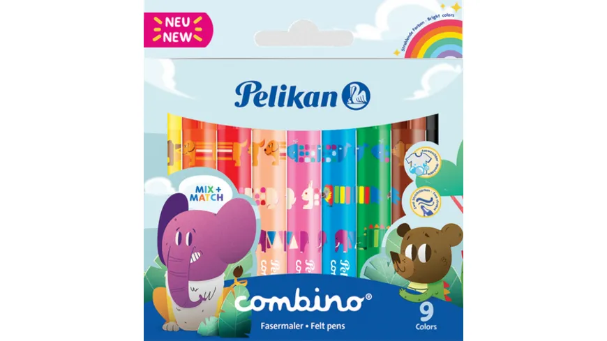 Pelikan Fasermaler combino super 411 mit Tiermotiven 9 Farben