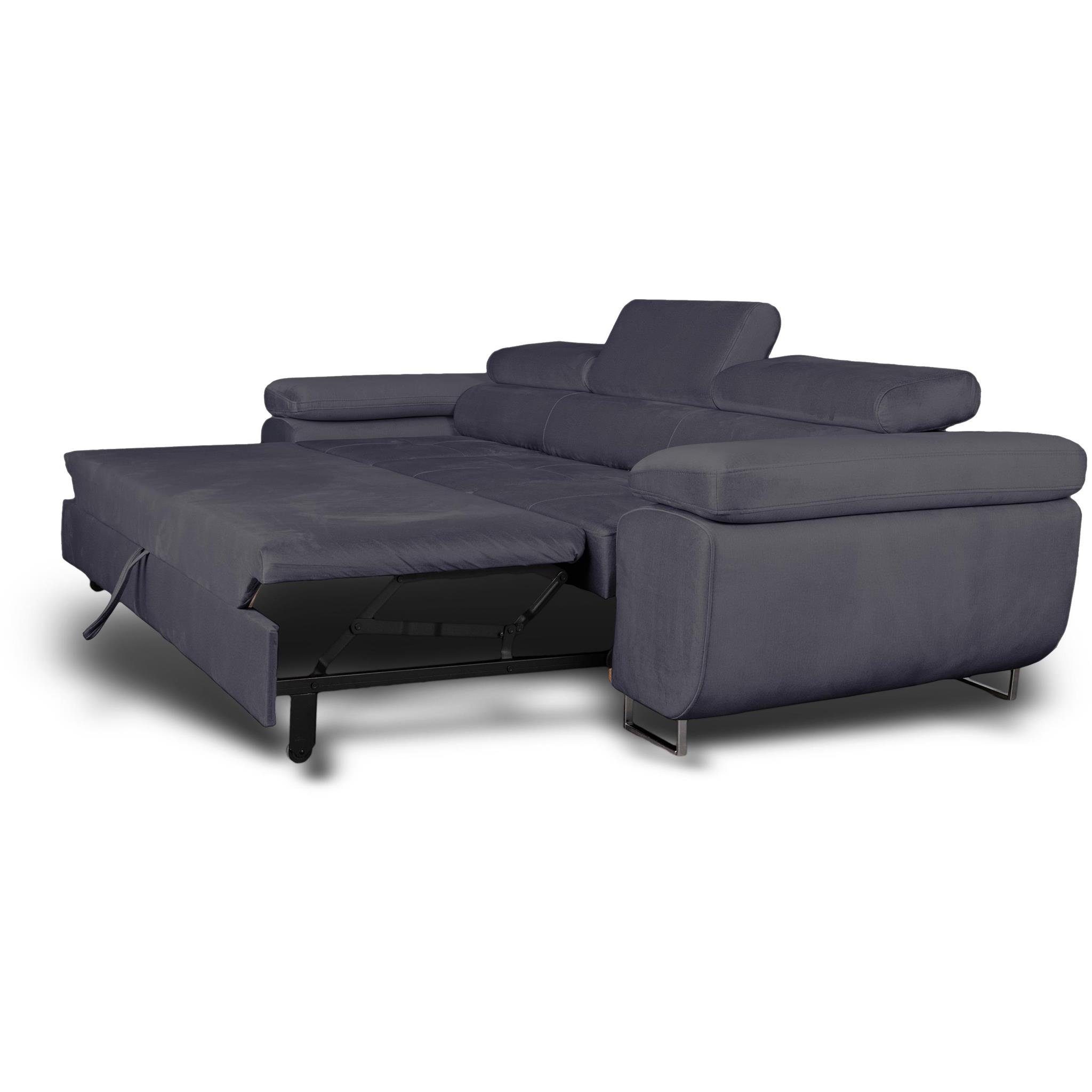 Beautysofa Schlafsofa Couch Dreisitzer Schlafsofa modernen Stil, mit Verstellbare Kopfstütze, Schlaffunktion