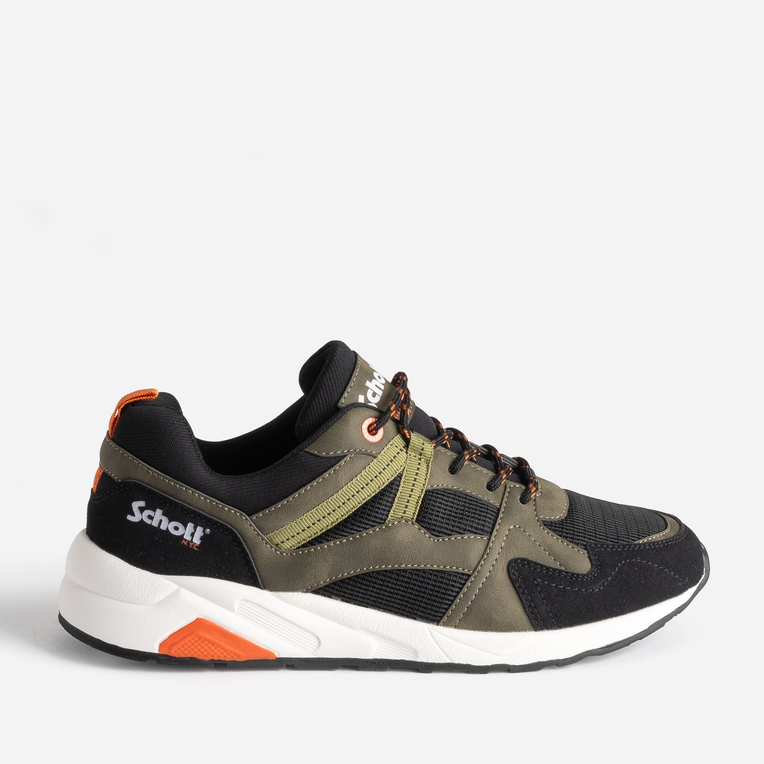 Basket SCHOTT noire, kaki, orange