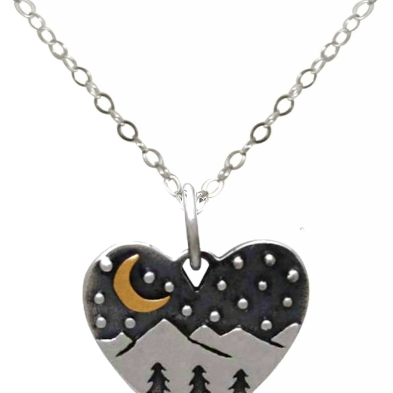 Kette mit Anhänger 'Berge und Mond'