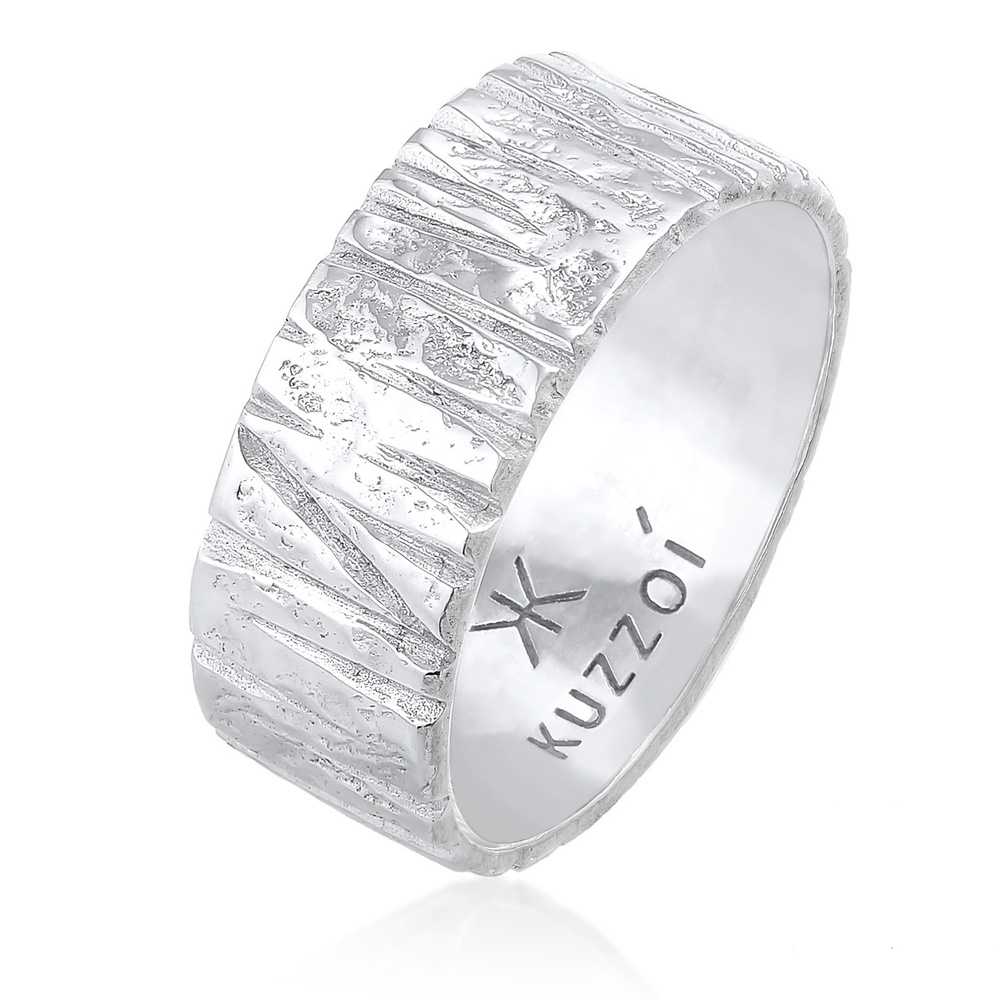 KUZZOI KUZZOI Bague Bague pour homme Structure martelée aspect organique tendance en arg Bague