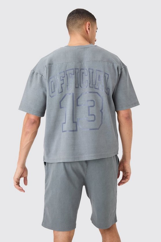 Geripptes Sweatshirt mit halben Ärmeln & Shorts