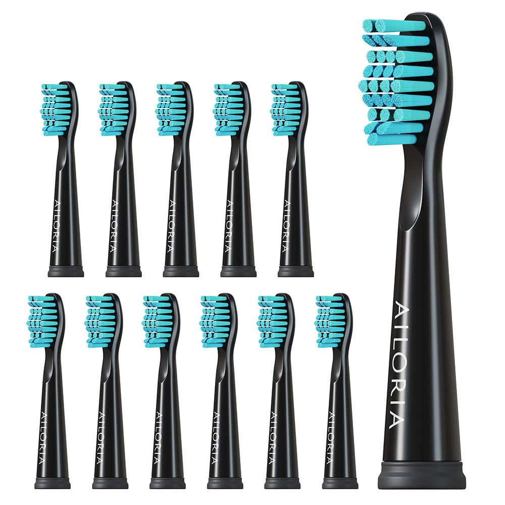 Ailoria Flash Travel Ersatzbürstenköpfe 12er Set Schwarz