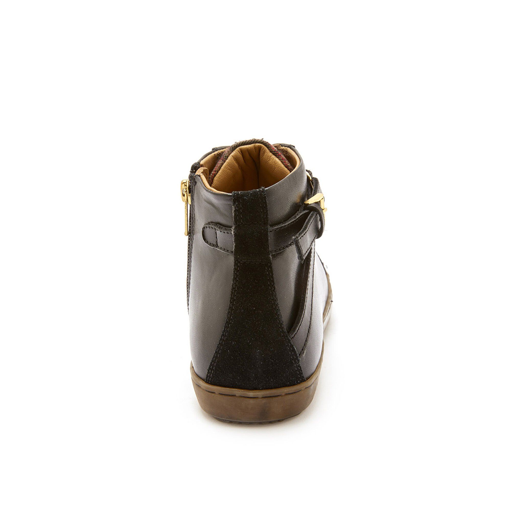 Baskets montantes zippées à lacets largeur confort en cuir