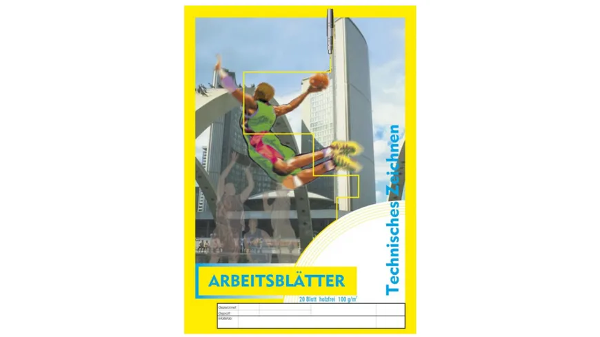 Block mit Arbeitsblättern blanko A4 mit Rahmen + Schriftfeld