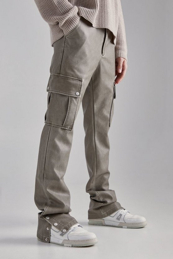 Slim-Fit PU Cargo-Schlaghose