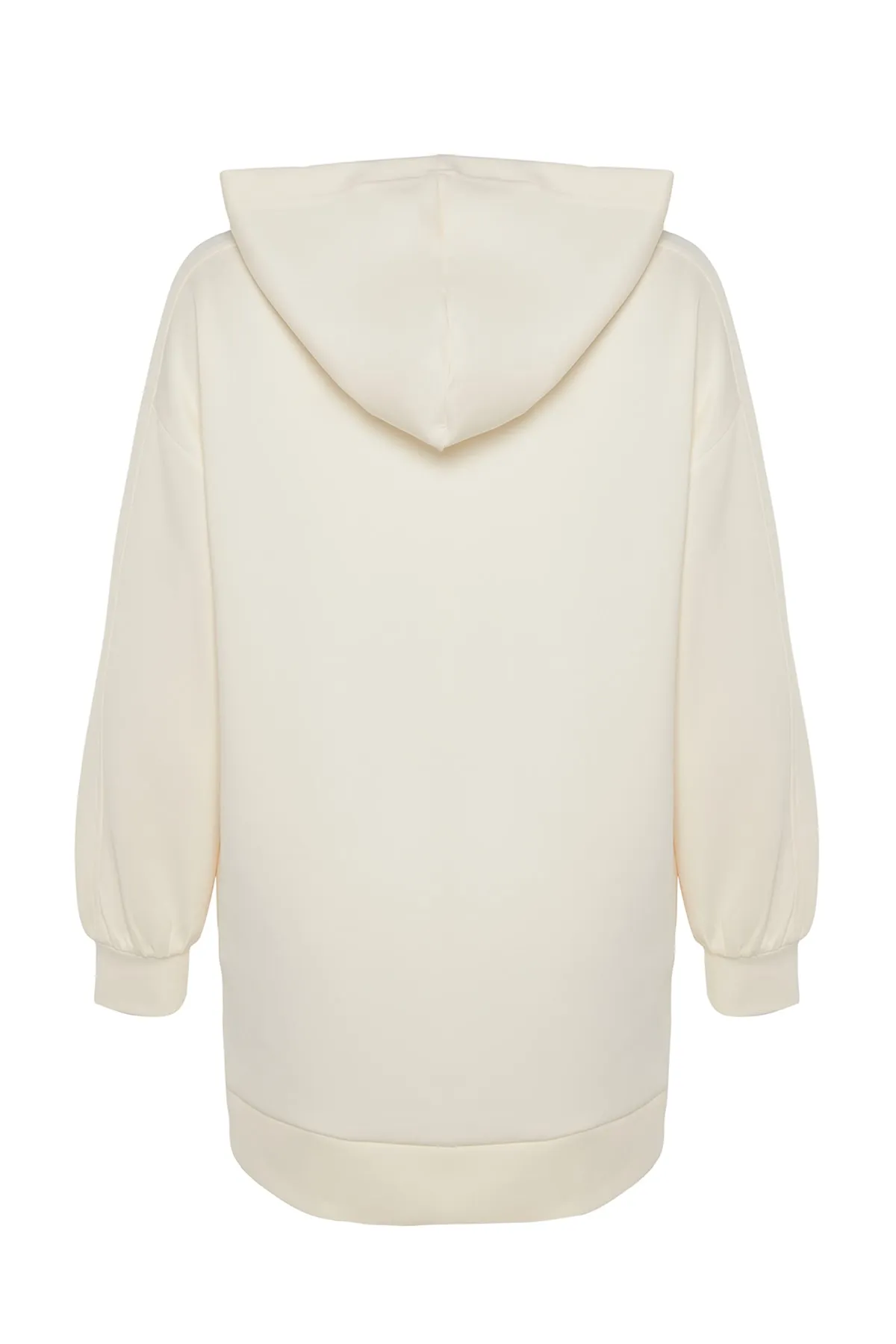 Trendyol Modest  Stonefarbenes, weit geschnittenes, übergroßes Sweatshirt aus Scuba-Strick mit Kapuze und Taschen TCTAW22TW0151