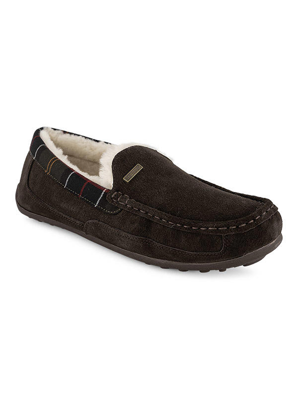 Barbour, Hausschuhe, Veloursleder warmgefüttert, dunkelbraun