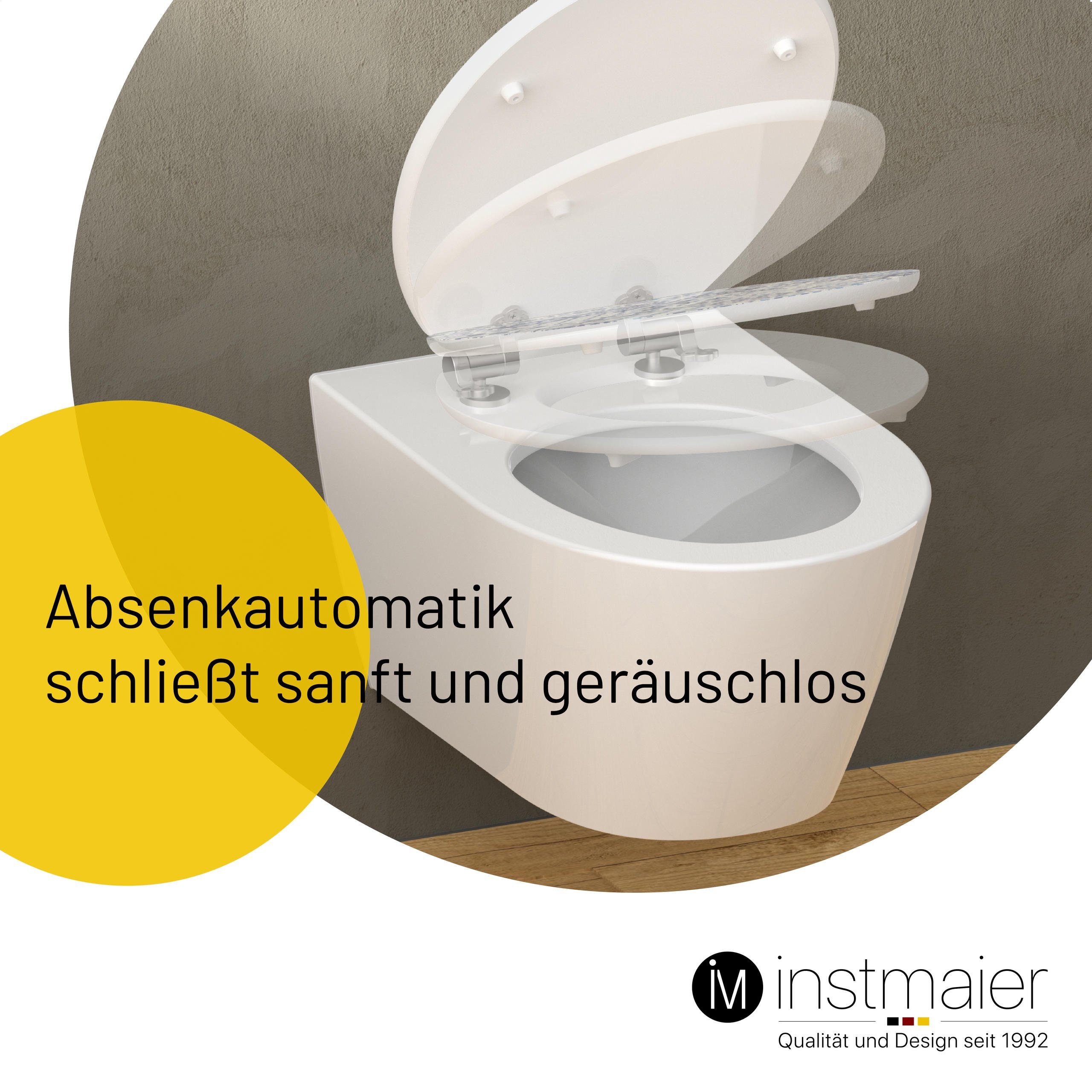 instmaier WC-Sitz Holz Toilettendeckel, Azulejo-Motiv, mit doppelter Absenkautomatik