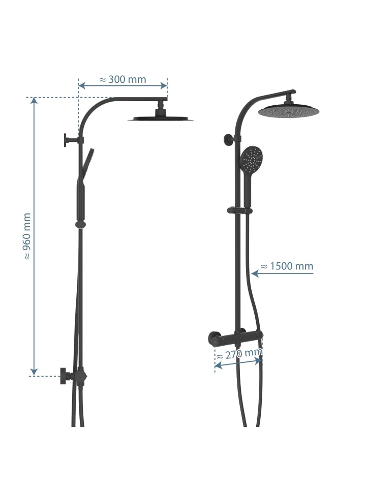 Schütte Duschset MADURA FRESH in Schwarz matt - (L) 41 x (B) 27 x (H) 101 cm günstig kaufen onesize