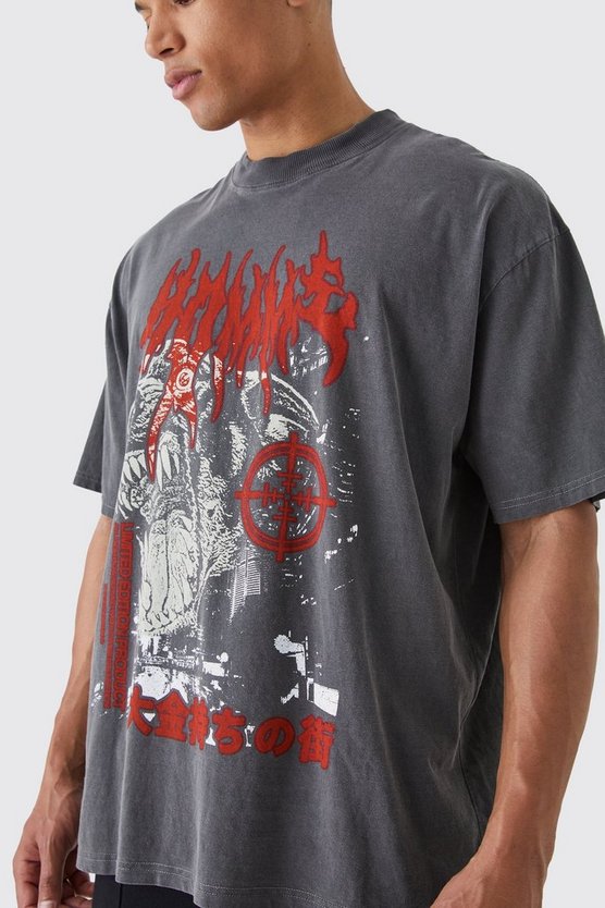 Tall Oversize T-Shirt mit On Target Homme Print