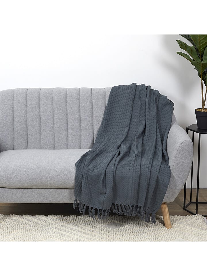 THE HOME DECO FACTORY Plaid in Anthrazit - (L)160 x (B)130 cm günstig kaufen onesize