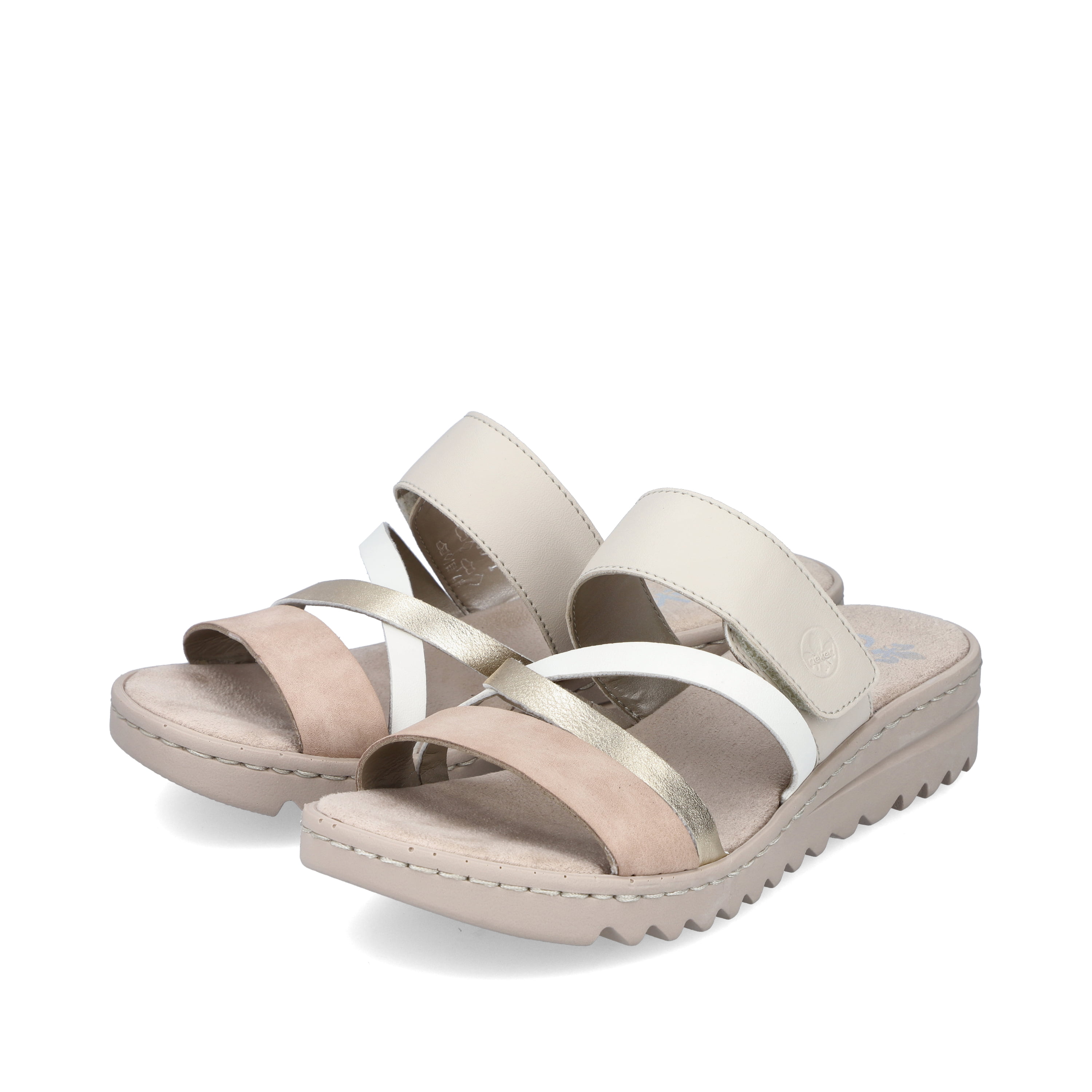 Rieker Damen Pantoletten champagner-zartrosa