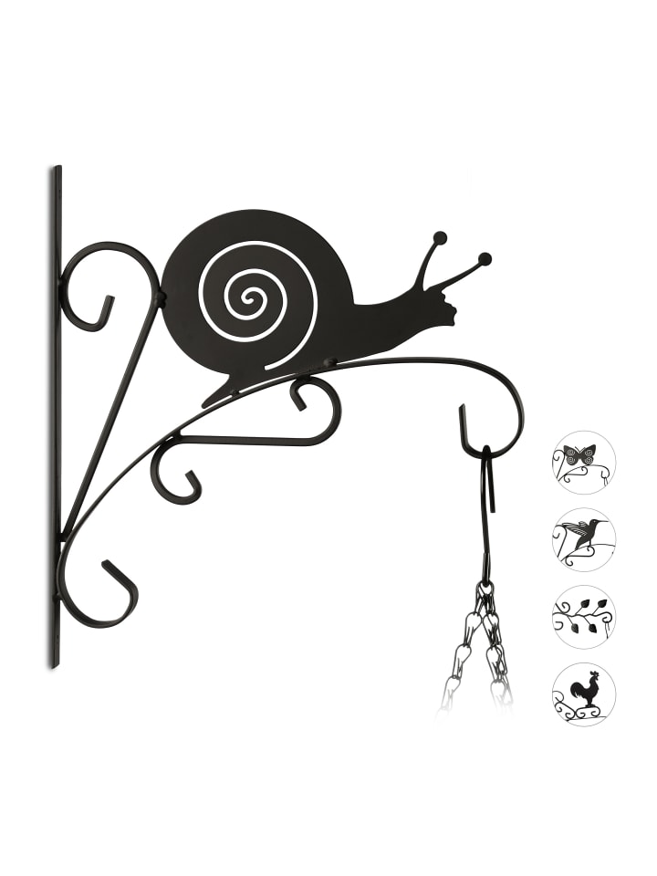 relaxdays Blumenhaken Schnecke in Schwarz günstig kaufen onesize