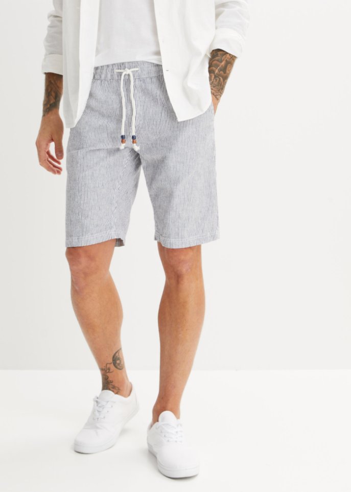 Bermuda mit Leinen, Regular Fit