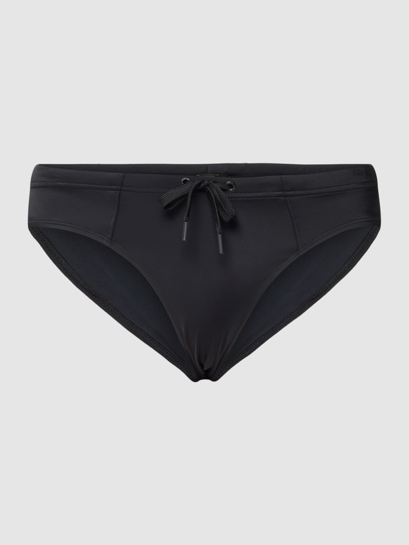 Badehose mit Label-Print in schwarz