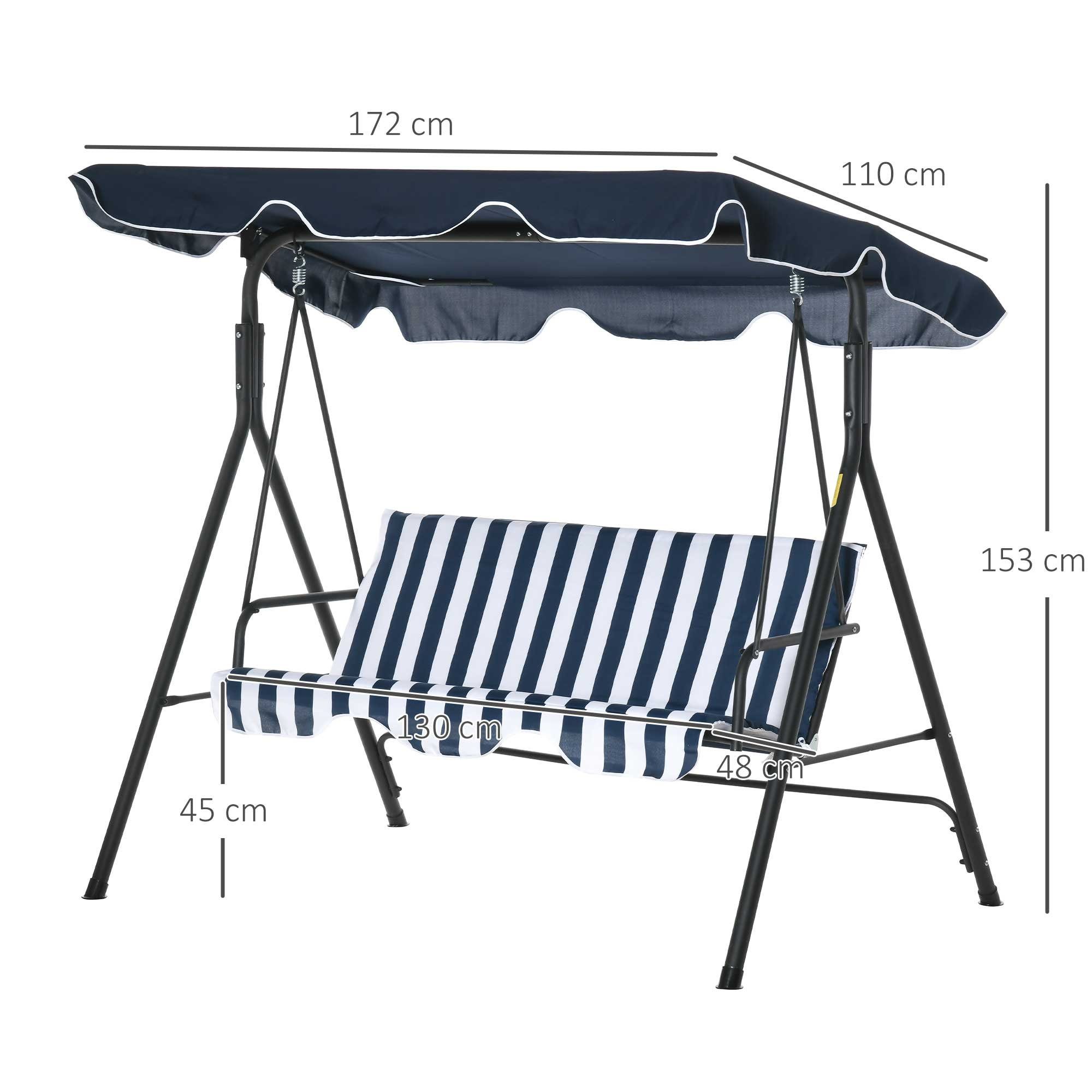 Outsunny Hollywoodschaukel Hollywoodschaukel, 3-Sitzer, Set, 1 tlg., 1 x Hollywoodschaukel, BxTxH: 172x110x153 cm