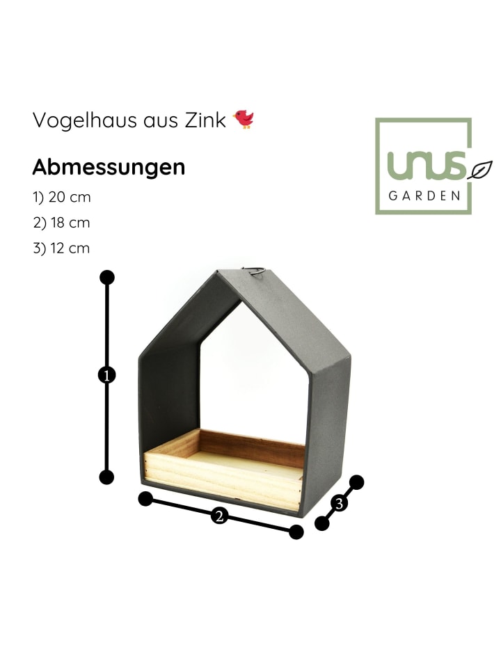UNUS Vogelhaus Futterhaus aus Zink zum Aufhängen in Anthrazit günstig kaufen onesize