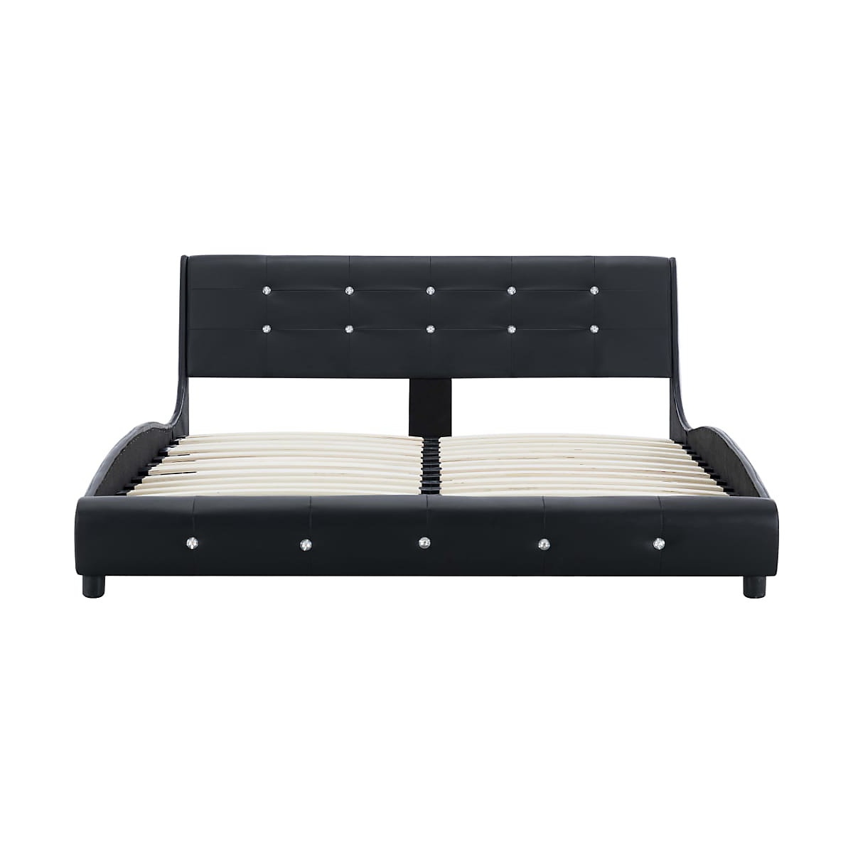Bett mit Matratze Schwarz Kunstleder 140 x 200 cm Bett