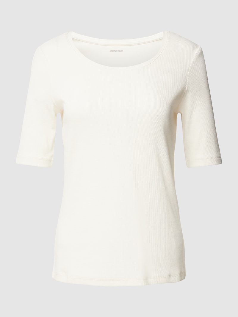 T-Shirt mit Rundhalsausschnitt Modell 'Mila' in offwhite