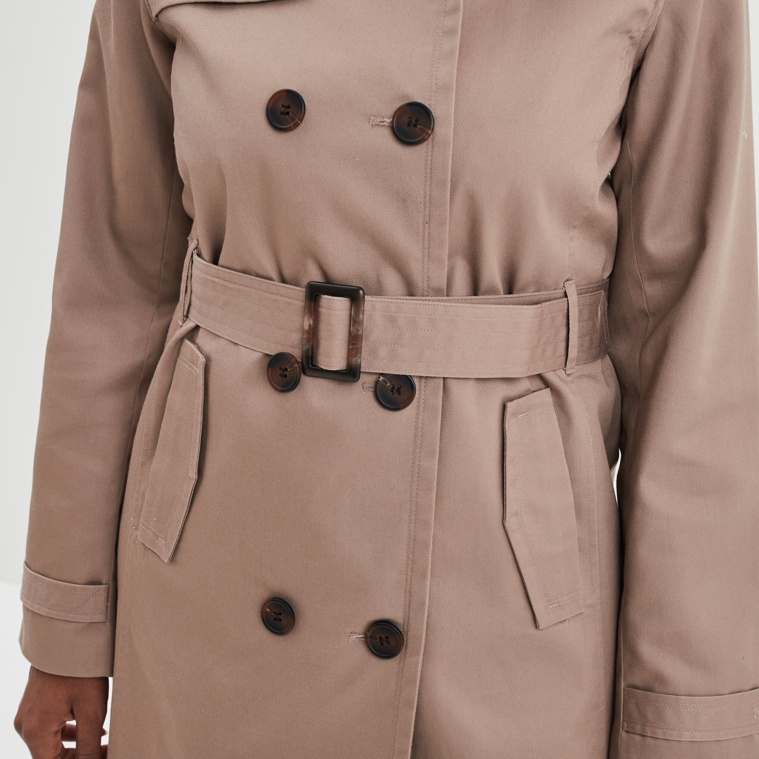 Trench mi-long ceinturé ajusté marron femme | La Halle