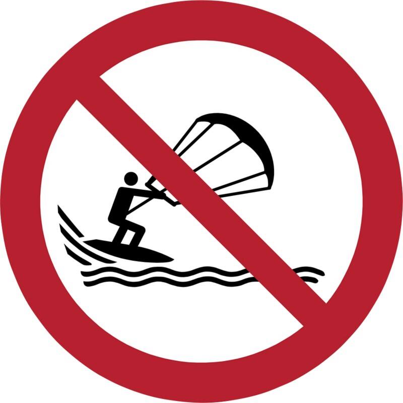 Djois Warnschild Kitesurfen verboten Klebstoff, einschraubbar PP (Polypropylen) 20 (B) x 0,14 (H) cm 3 Stück