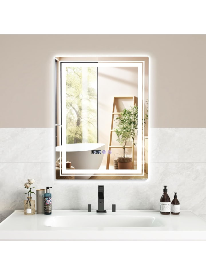 COSTWAY LED-Badezimmerspiegel 70x50cm in Silber günstig kaufen onesize