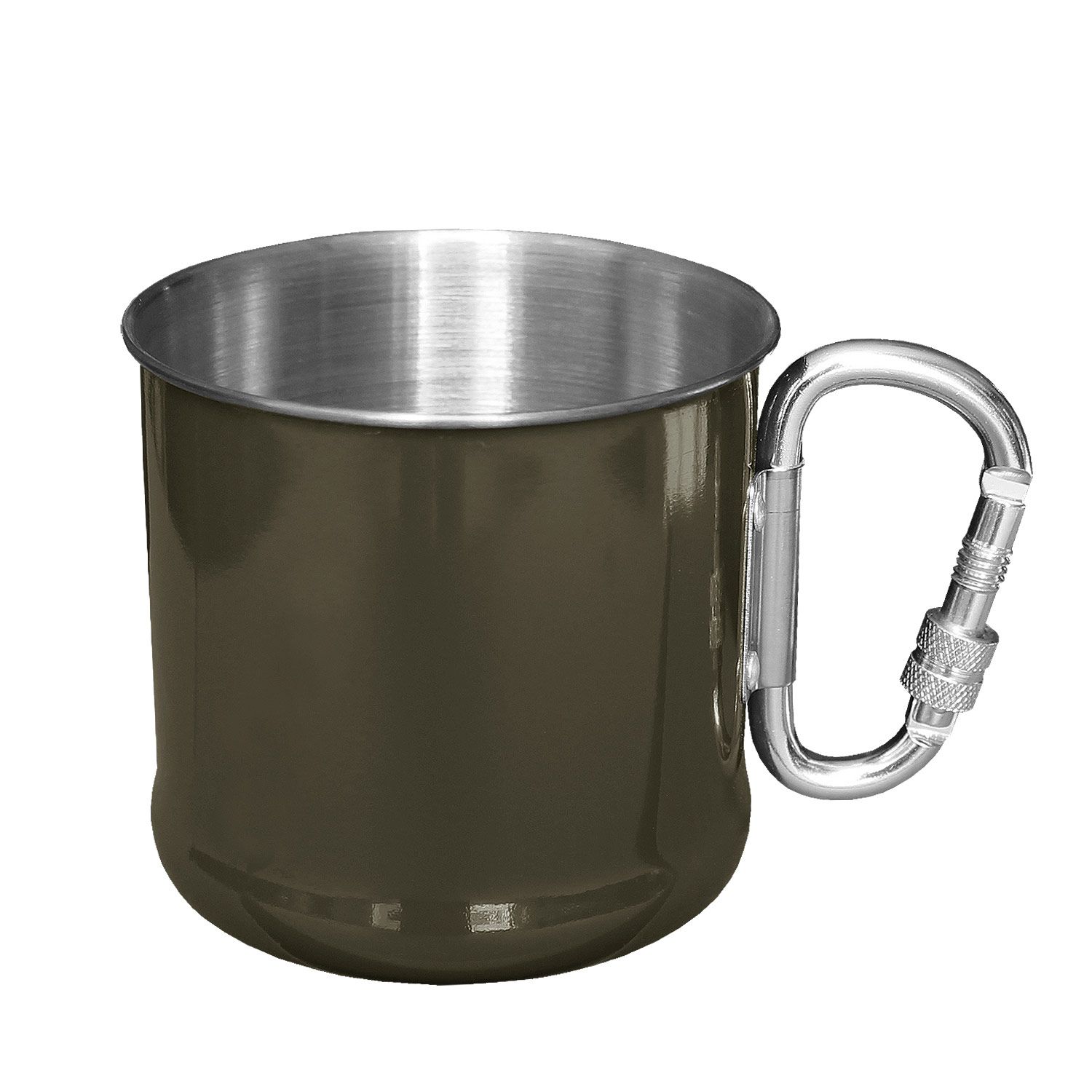 Karabinerbecher Edelstahl 500 ml oliv