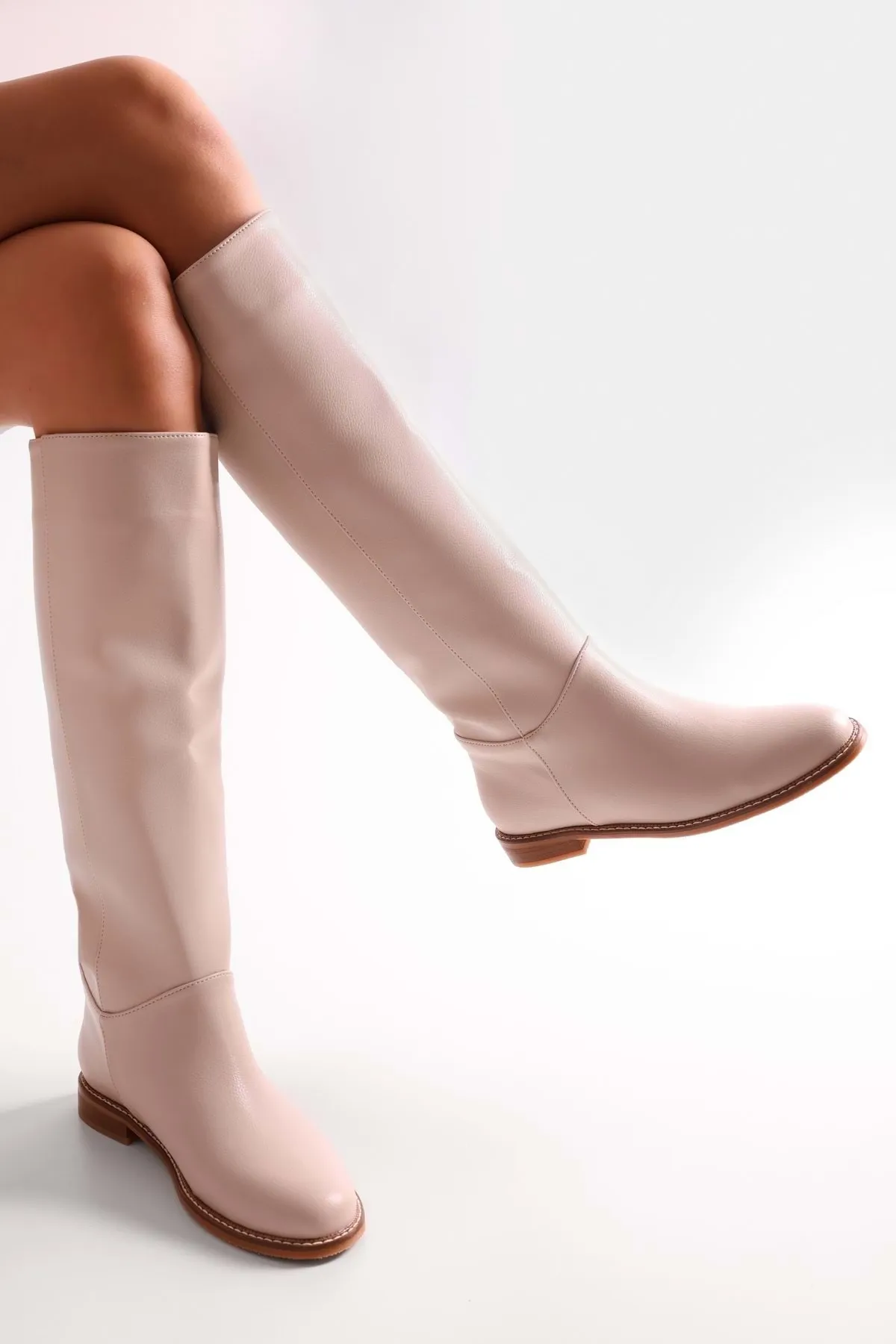 Shoeberry  Damen Mori Beige Skin Reitstiefel Beige Skin