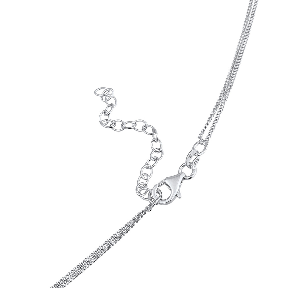 Elli Elli Collier Femmes Pendentif Plaque Ronde Layer Brossé en Argent massif 925 collier