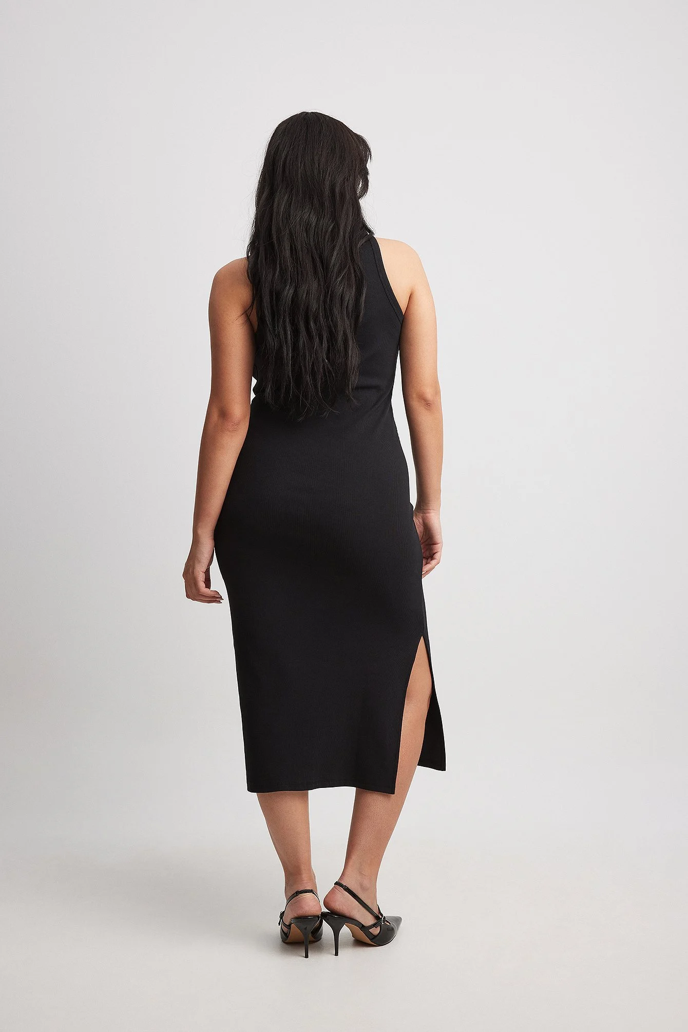 Geripptes Midi-Kleid