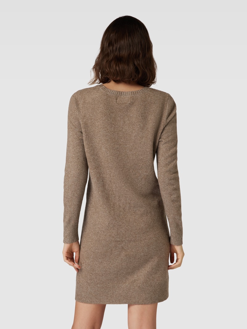 Knielanges Strickkleid in Melange-Optik in mittelbraun