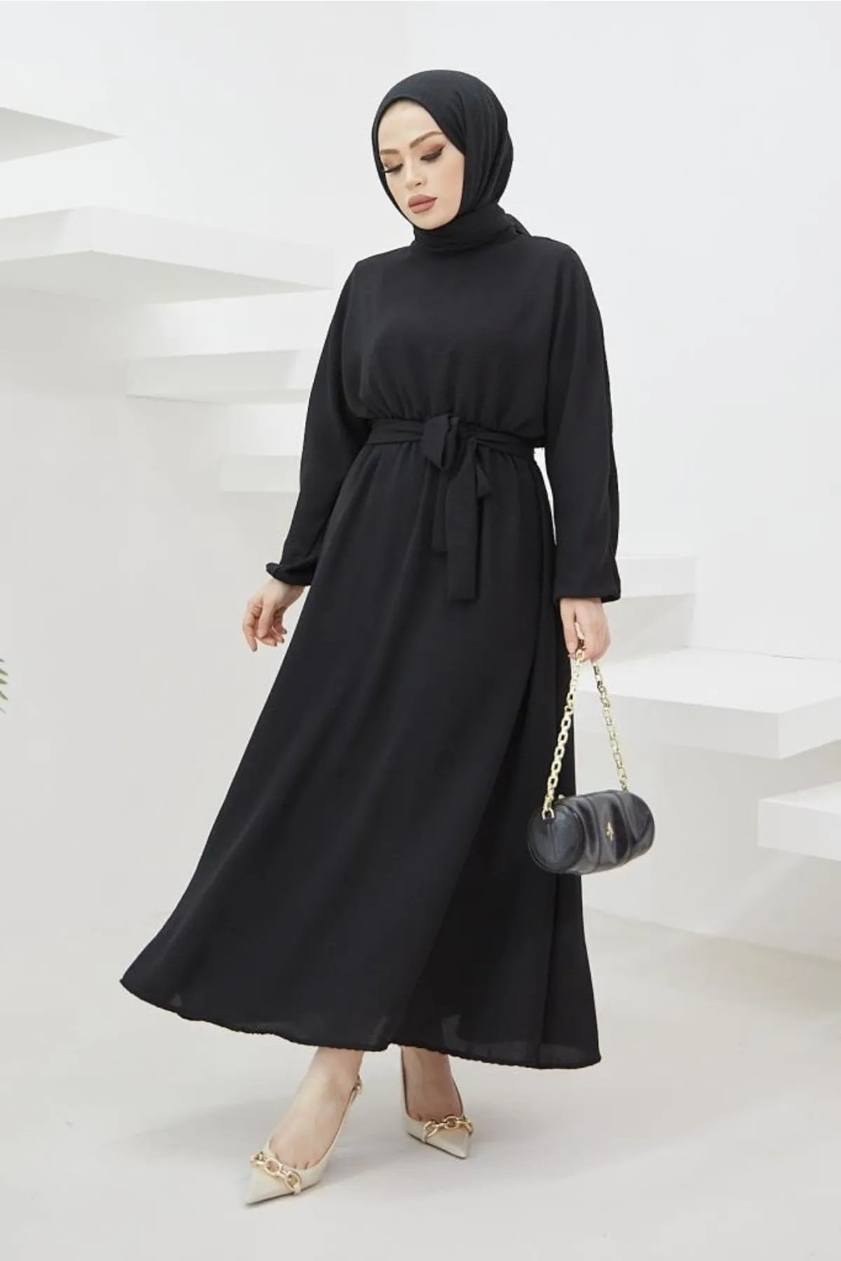 benguen  424-1aerobin Hijab-Kleid Schwarz