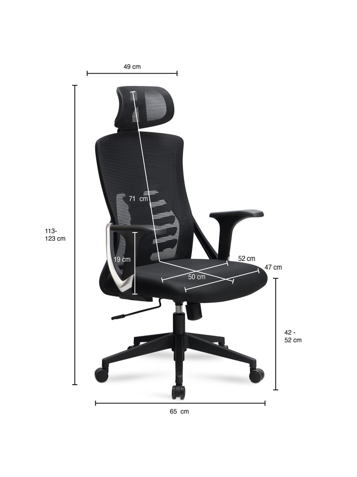 KADIMA DESIGN Bürostuhl mit Mesh-Bezug, Ergonomisch, Lordose & Kopfstütze, Büro günstig kaufen onesize