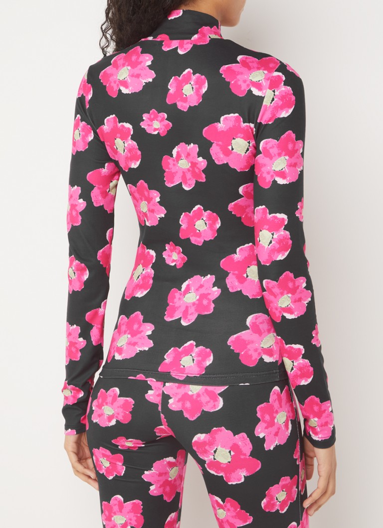 Colorful Rebel Neyo top with floral print and stand-up collar