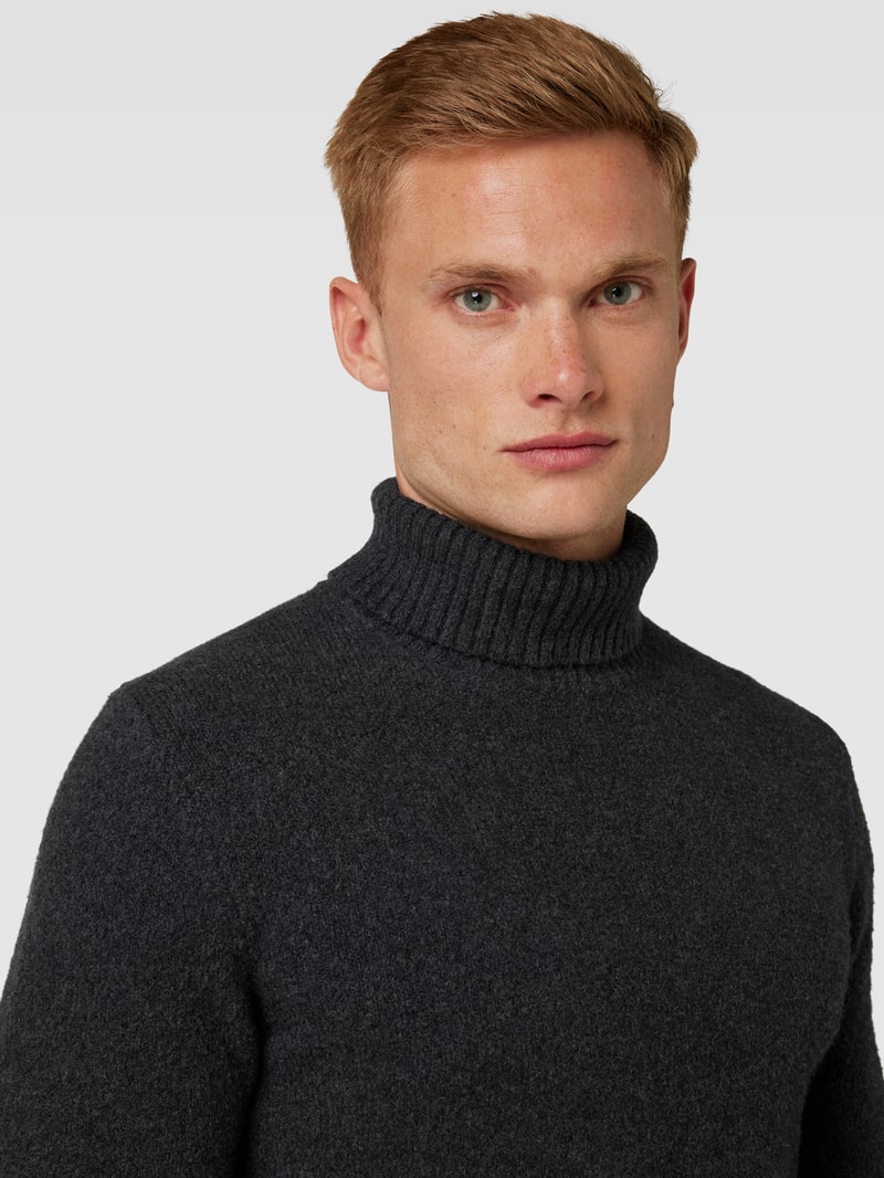 Rollkragenpullover in unifarbenem Design Modell 'Zino' in anthrazit