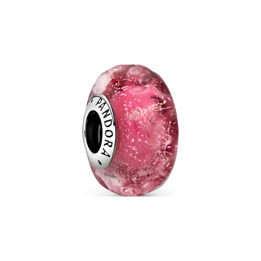 Pandora Charm Moments Wellenförmiges lachsfarbenes Murano-Glas