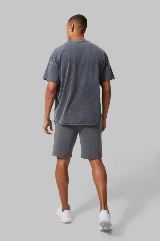 Oversize Man Active T-Shirt mit Acid-Waschung