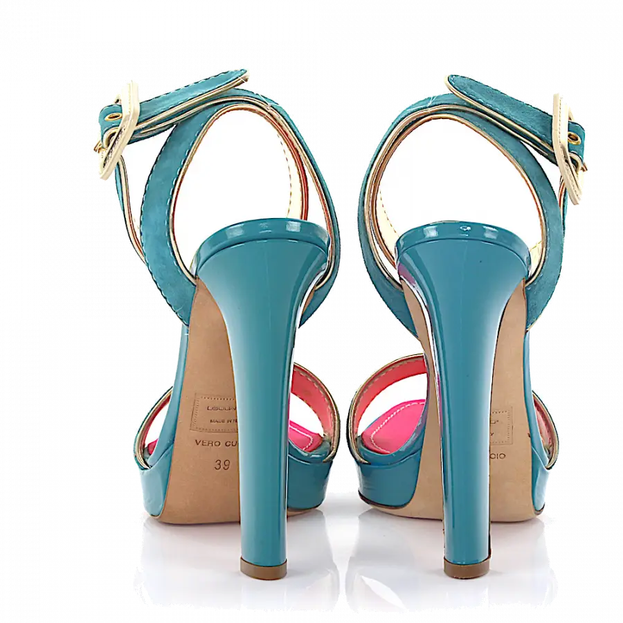 Dsquared2 - Plateausandalen Veloursleder türkis - türkis