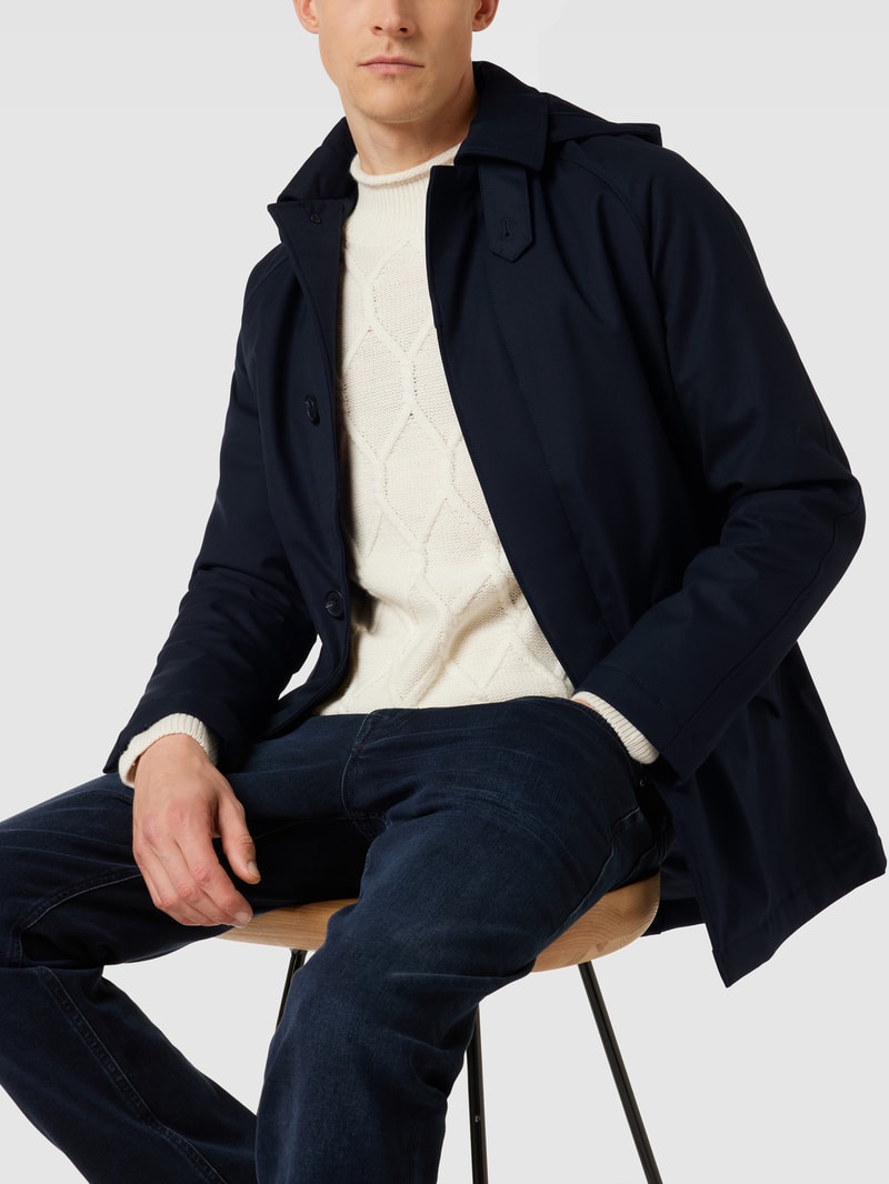 Parka mit Kapuze und Umlegekragen in marineblau
