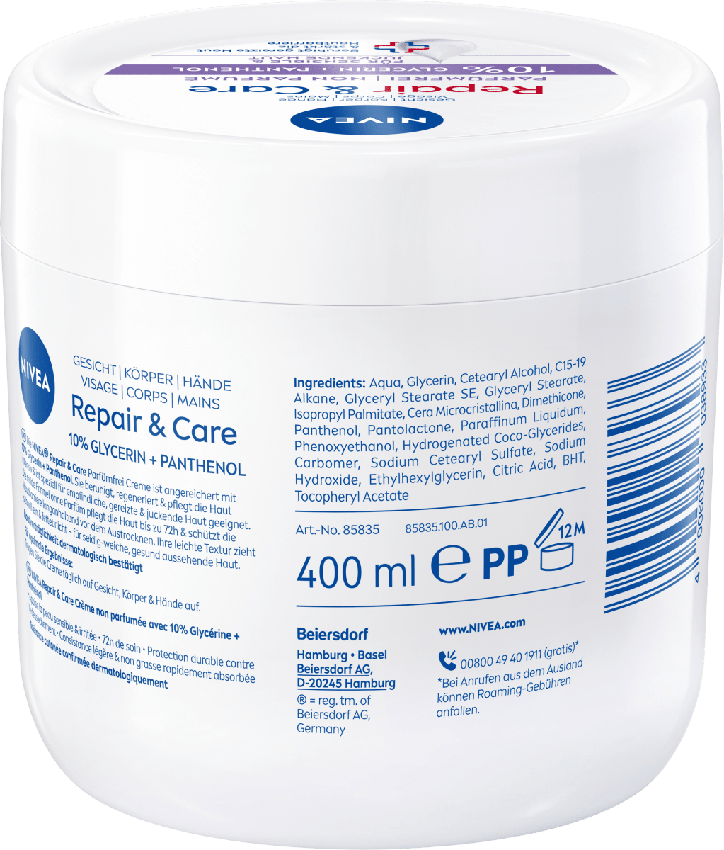 Pflegecreme Repair & Care Sensitive, 400 ml