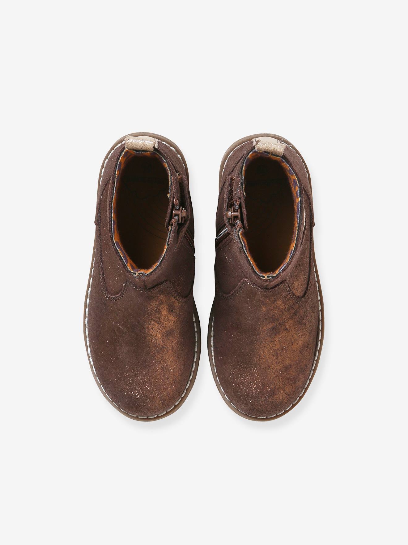Boots coeur en cuir fille collection maternelle bronze