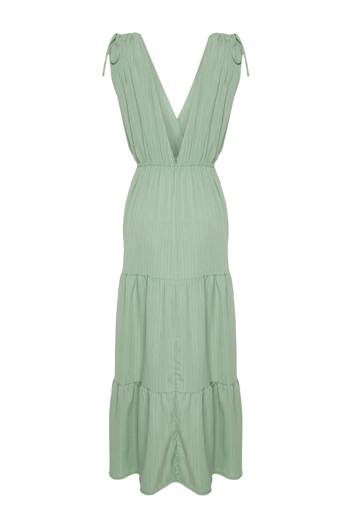 Trendyol Collection  Grünes, gewebtes, gerafftes Maxi-Strandkleid TBESS24EL00089